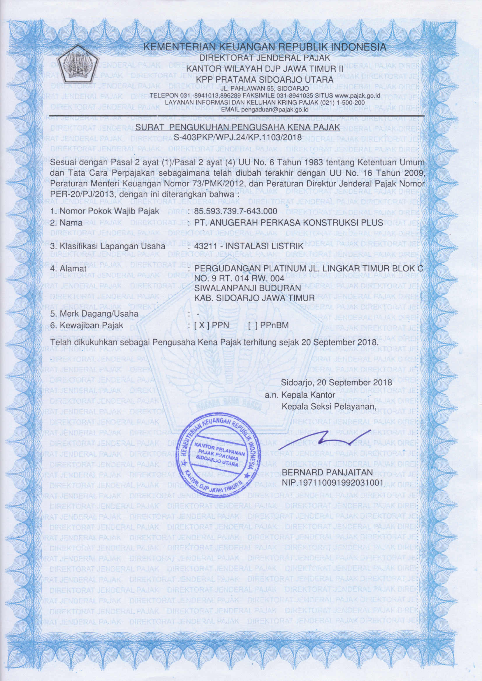 Surat Pengukuhan Pengusaha Kena Pajak (SPPKP)