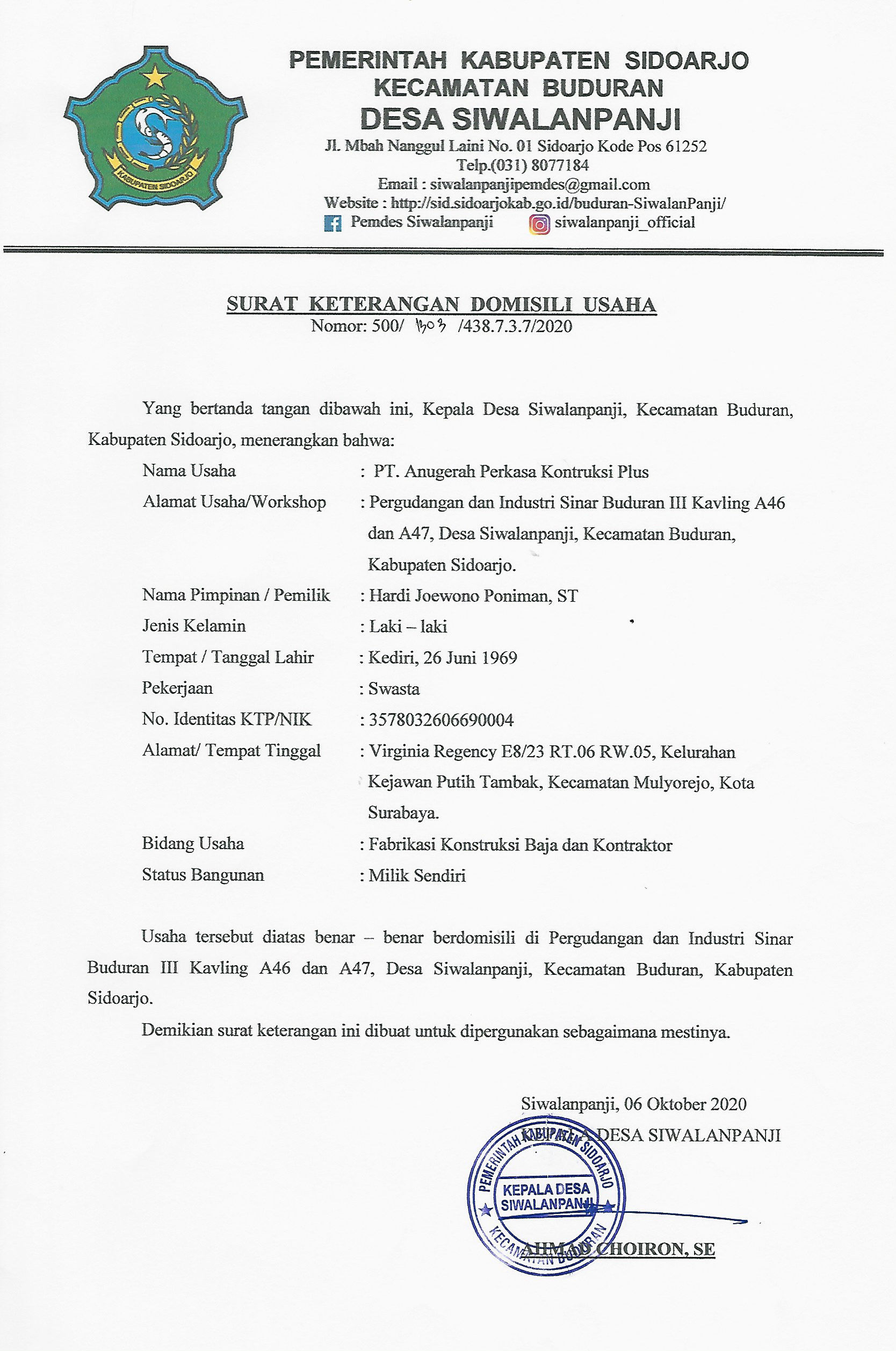 Surat Domisili Usaha